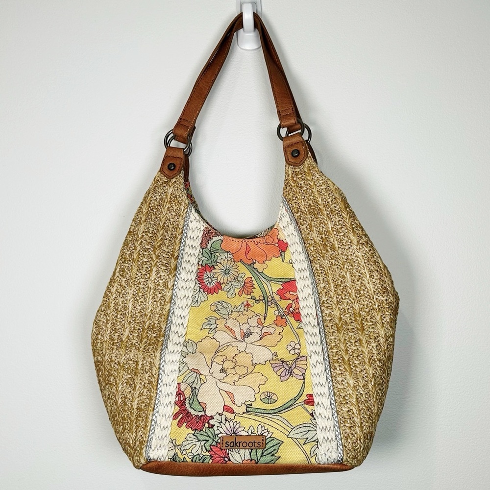The SAK Sakroots Roma Shopper Artist Circle Sunlight Flower Power Bag Tote NWOT